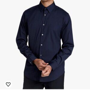 Theory Men's Murrary Linen Cotton Blend Woven Button Down Blue Shirt XXL